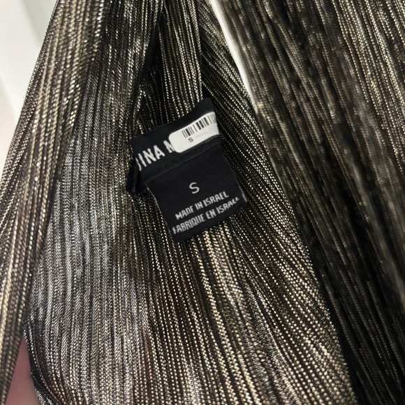 SABINA MUSAYEV Helena Metallic‎ Tiered Maxi Dress Silver Bronze sz Small No Belt - Picture 7 of 7